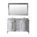 Khaleesi 60" Double Bathroom Vanity in White with Marble Top and Round Sink with Polished Chrome Faucet and Mirror - B07D3YPZMM